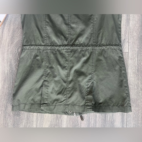 Cavalini Army Green Hooded Cotton Utility Vest w Toggle Drawstring Waist Sz PM - Picture 10 of 12